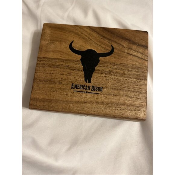 AMERICAN BISON Genuine Brown Leather Wallet Stitching Metal Logo Bifold Western - Picture 9 of 9